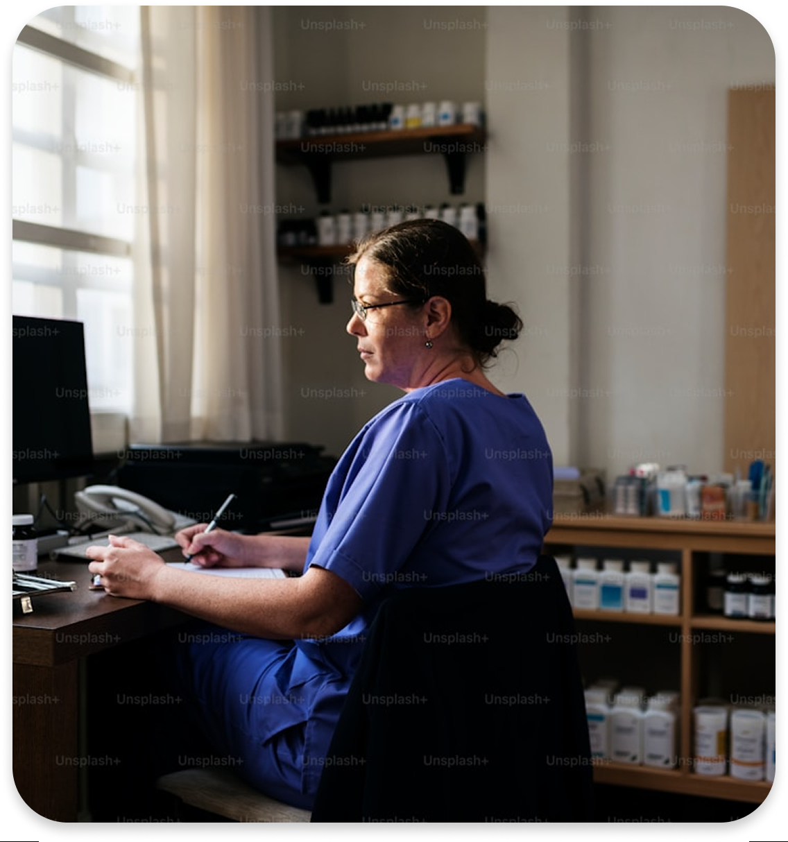 Healthcare professional documenting care