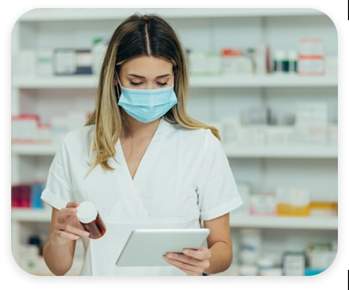 Pharmacist preparing medication