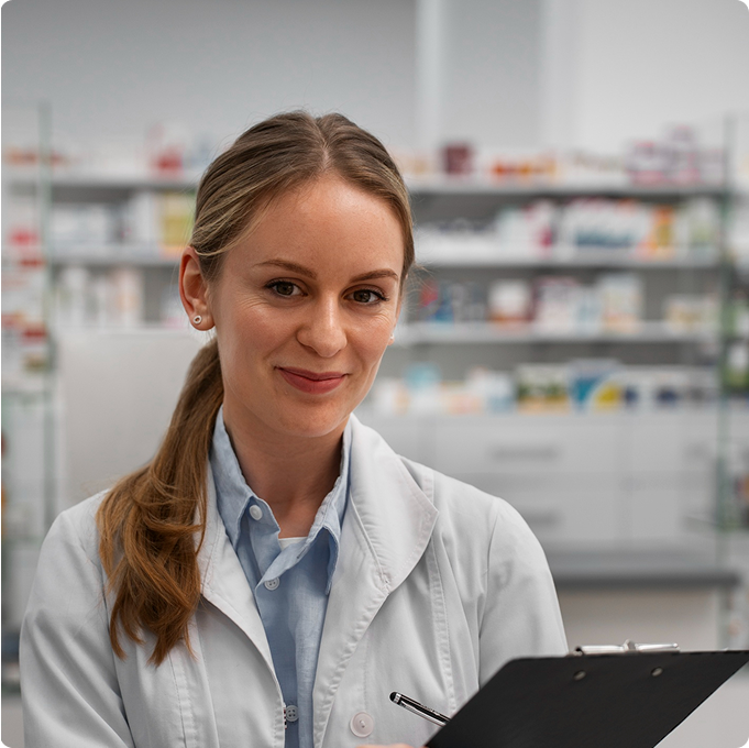Canadian pharmacist reviewing procurement insights